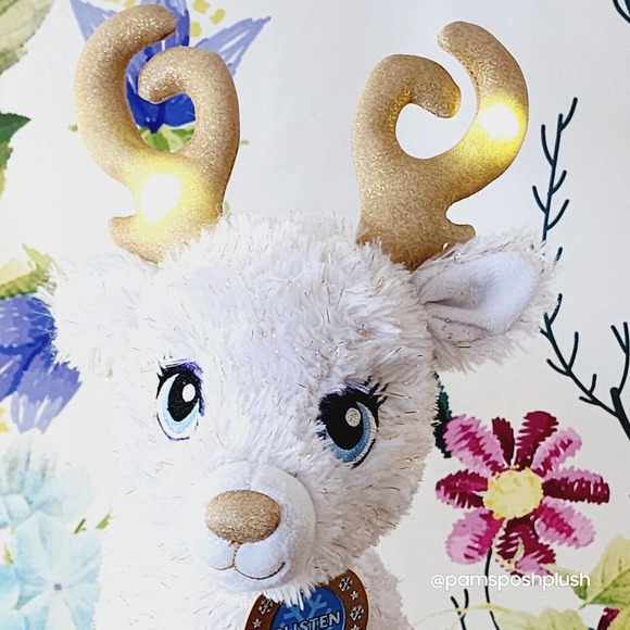 Build A Bear Gold Glisten Reindeer Merry Mission Light Up Antlers Collar 2016 - Picture 13 of 15